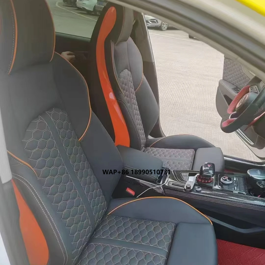 

Luxury Leather Car Seat Covers 5pcs Full Set Front Accessory Compatible with VW Civic Golf Accord CR-V K5 K3 Car Interiors