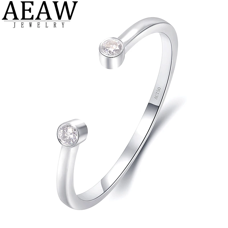 

AEAW 14K White Gold Round 0.06ctw CVD HPHT Lab Diamond Rings for Women Handmade Rings Engagement Bride Anniversary Gift