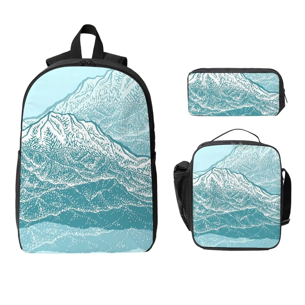 

Distant Snow Backpack Student Boys Girls BookBag School Bag Laptop Shoulder Bags 3ps Insulated Lunch Bag Pencil Case