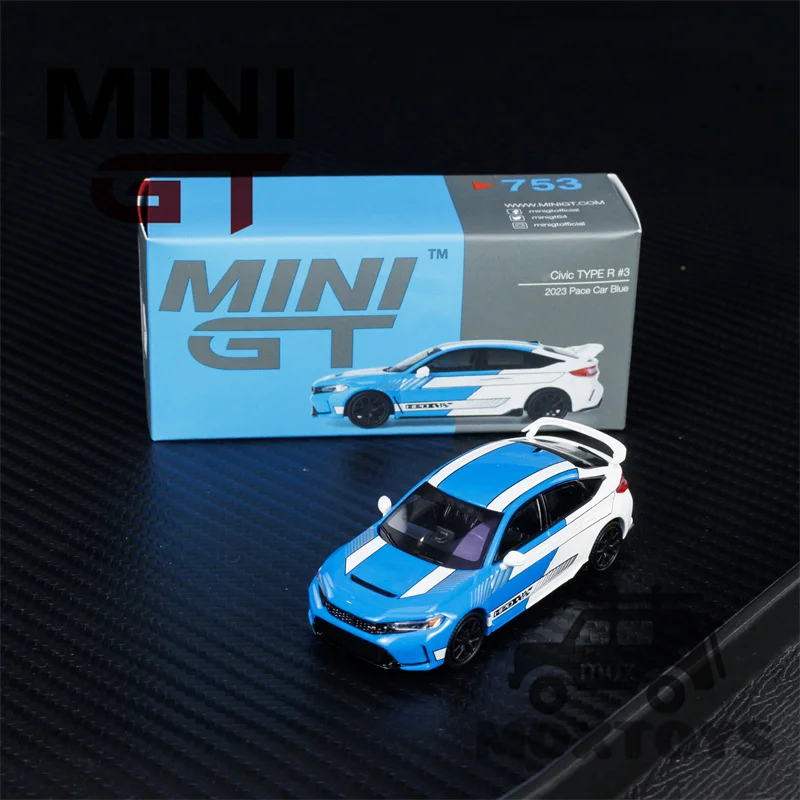 

Мини GT 1:64 Civic Тип R #3 2023 Pace автомобиль синий LHD литая модель автомобиля