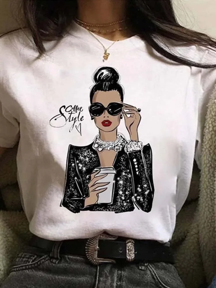 Maycaur, gran oferta, camiseta estampada para mujer, camiseta estampada con dibujo a la moda para mujer, ropa de manga corta de estilo coreano Harajuku para mujer