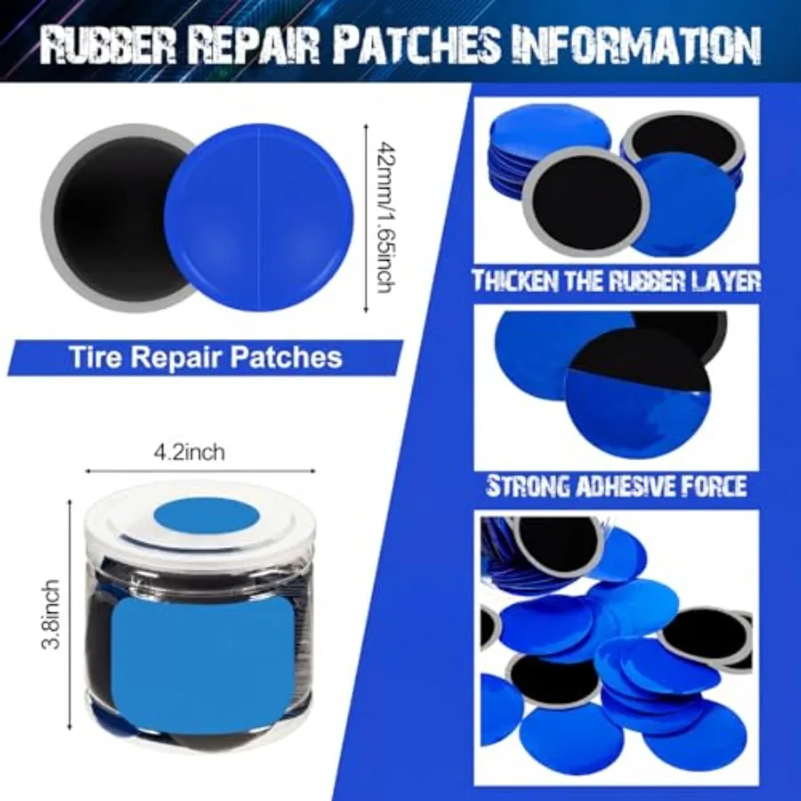 Pcs Heavy Duty Tire Patches Radial Patch Round Fast Repair Cold Tyre Puncture Repair Kit for Car Truck Motorcycle Automobile Bi