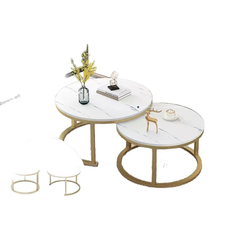 Marble coffee table household small living room simple round coffee table