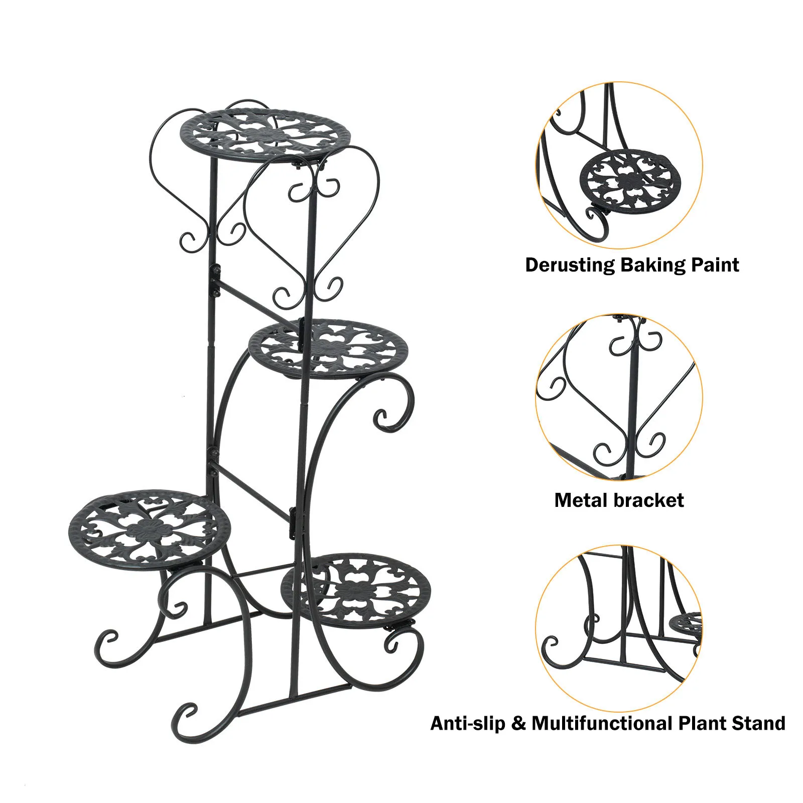 4 Tier Metal Plant Stand Outdoor Indoor Garden Plant Shelves Pots Holder  Storage Display Shelf