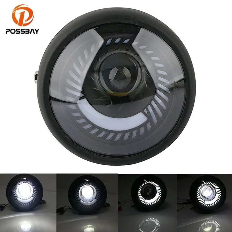 Motorcycle LED Headlight Round Light for Cruisers Choppers Cafe Racer Bobber Moto 6.5