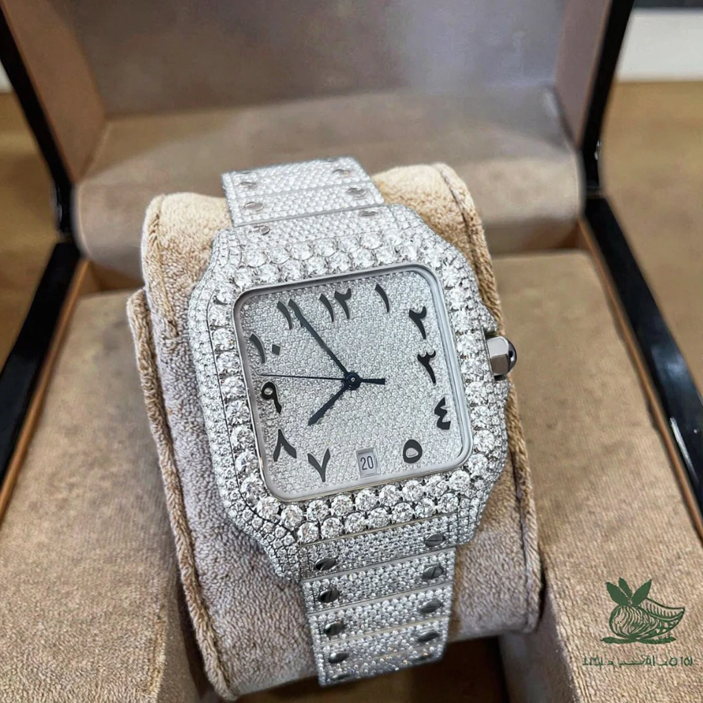 

New Custom Men's Hip Hop Style VVS Moissanite Sapphire Mirror Luxury Stainless Steel Automatic Mechanical Watch