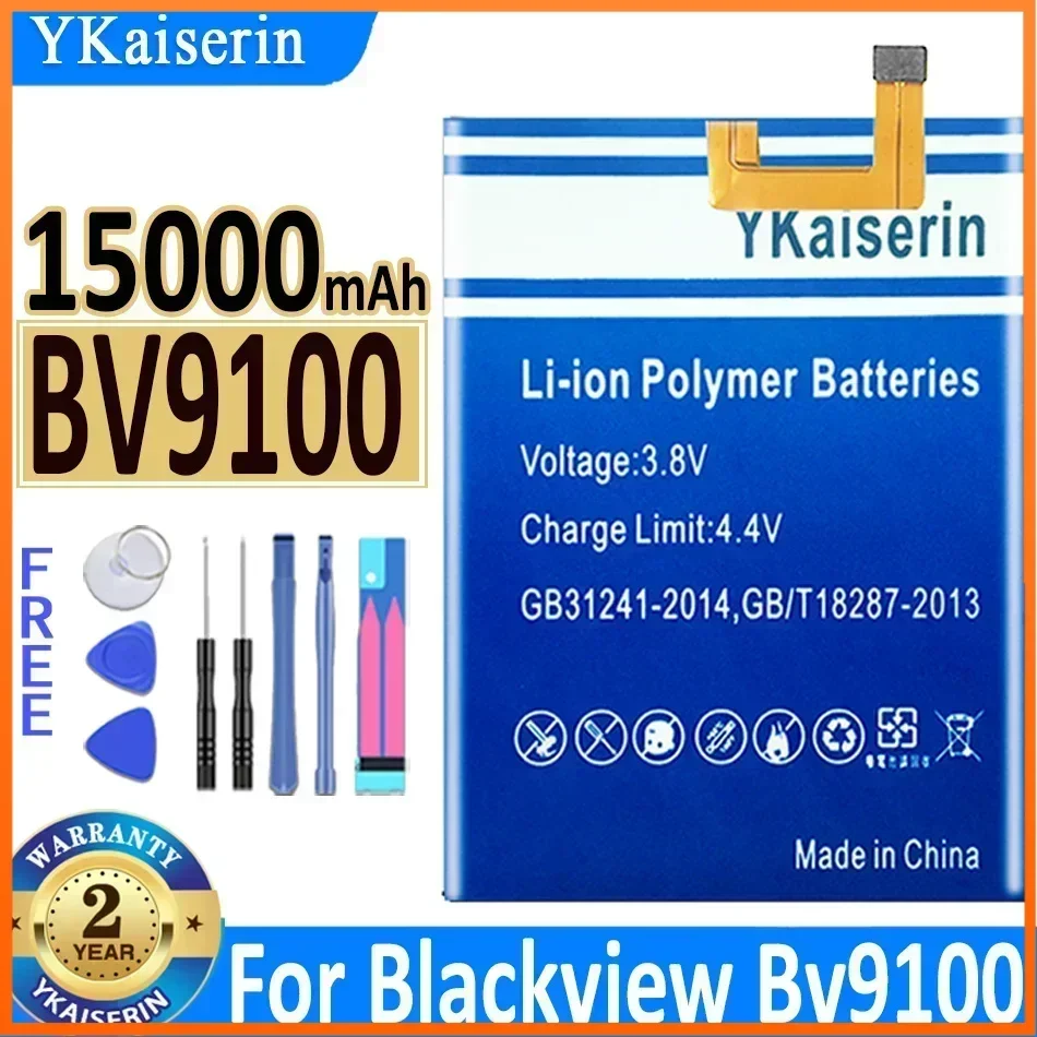 YKaserin for Blackview BV9100  BV 9100 Battery 15000mAh Battery Bateria Tracking Number Warranty 2 Years