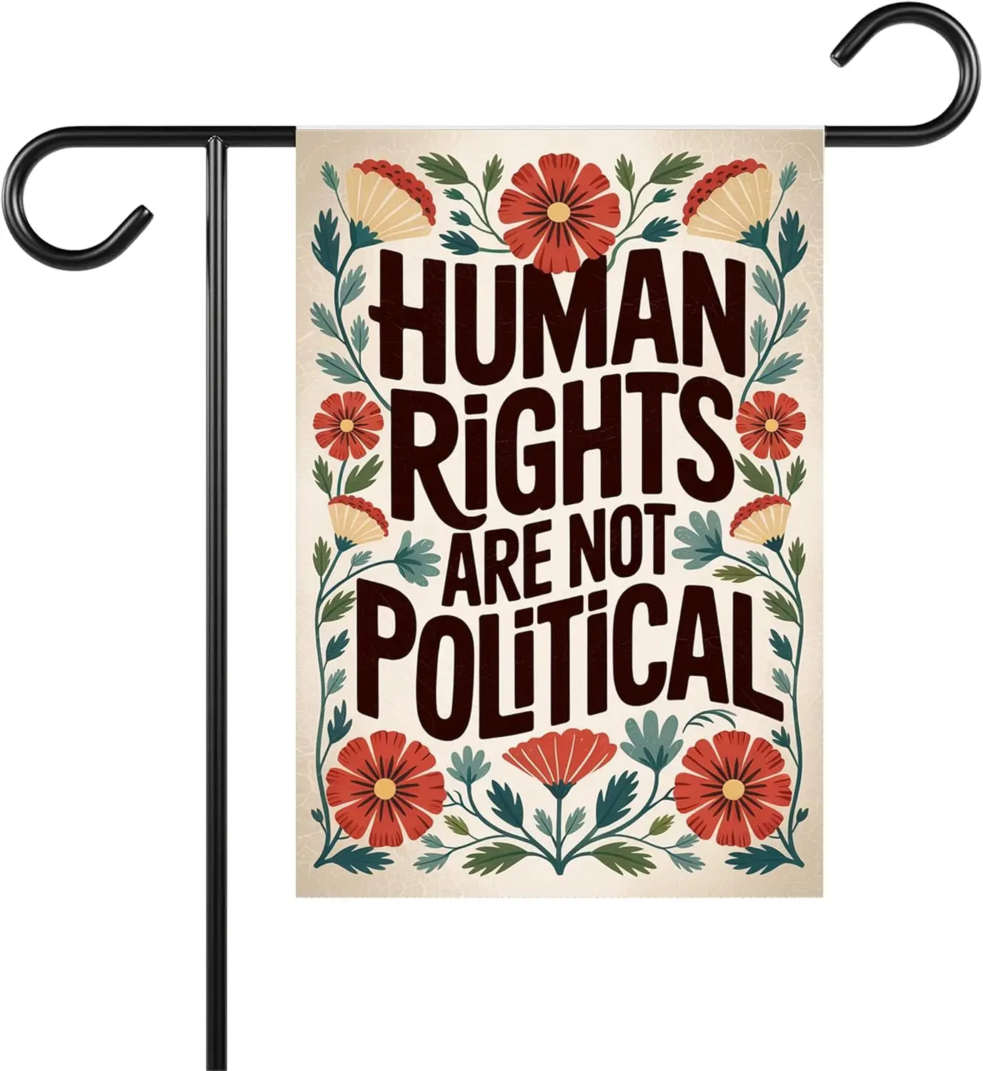 Human Rights Are Not Political Garden Flag - Repro Rights Equality Protest Banner - Human Rights Activist Yard Sign - Lgbtq+ zzo