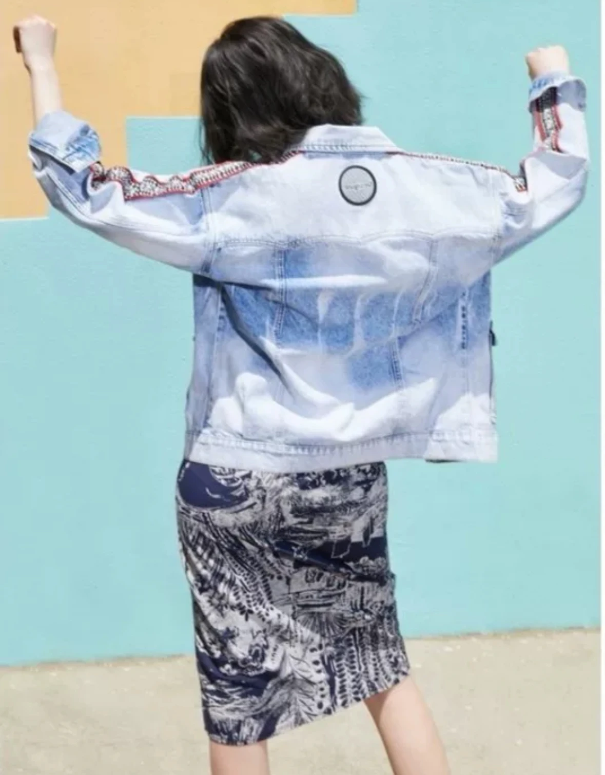 2025 New Foreign Trade Original Order Spanish Original Order Embroidered Retro distressed Loose and Versatile Cowboy Coat Collar