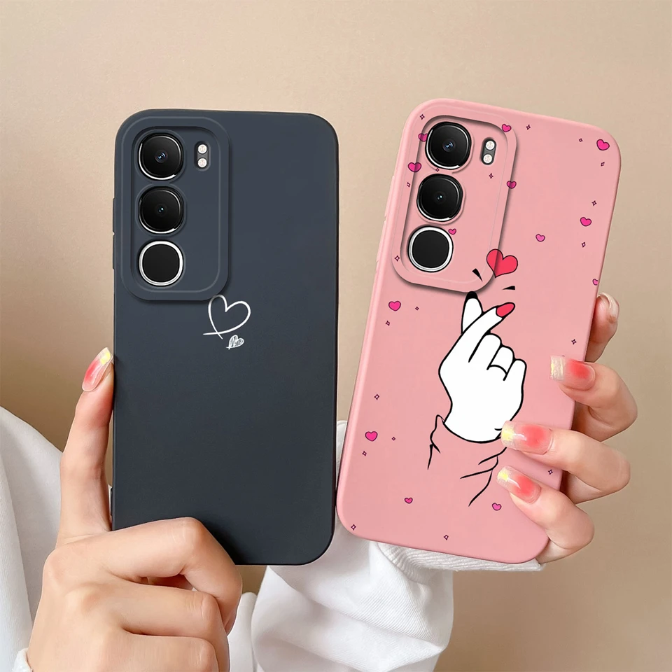 Case For Vivo Y19S 4G Love Heart Cute Expression Liquid Shockproof Drop-Resistant Soft Phone Cover For Vivo Y19S vivo y19s Funda