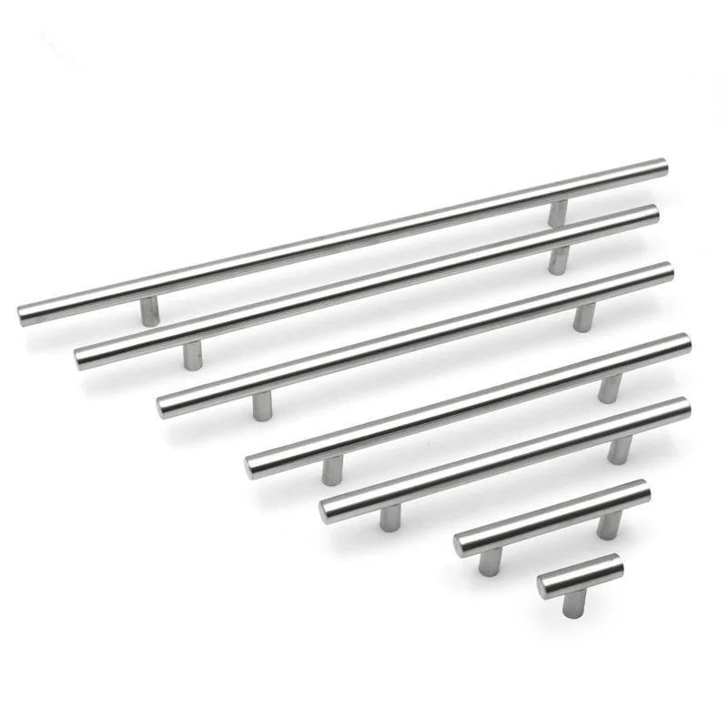 10pcs Stainless Steel Kitchen Cabinet Door Handle, Brushed Steel T Handle for Wardrobe Door Kitchen Drawer Door Handle