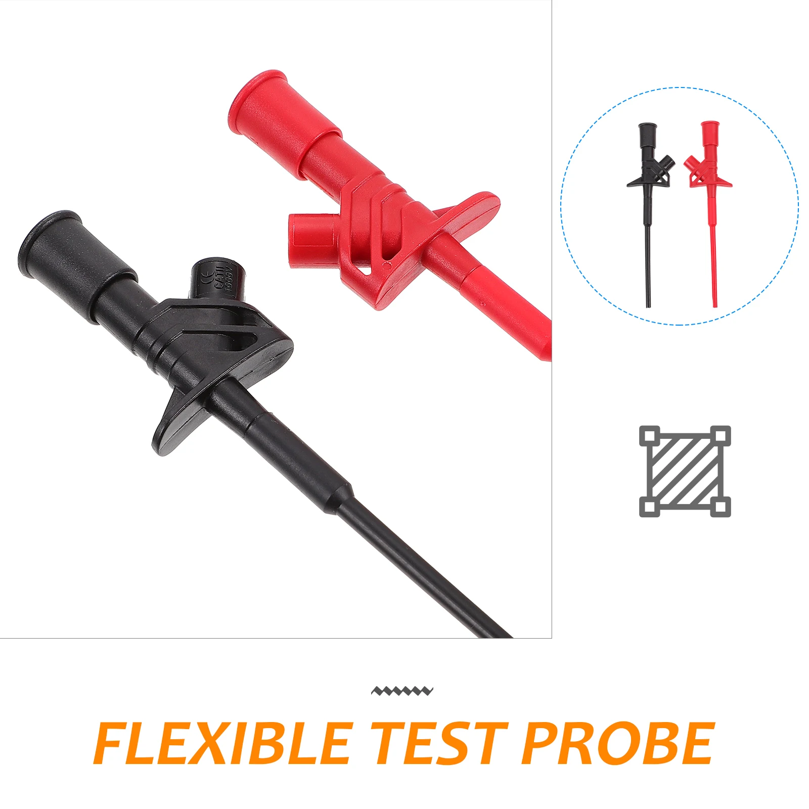 

2pcs Insulated Probes Non destructive Harness Tester Black Red Clips 4mm Socket Brass Body Long Life Accessories