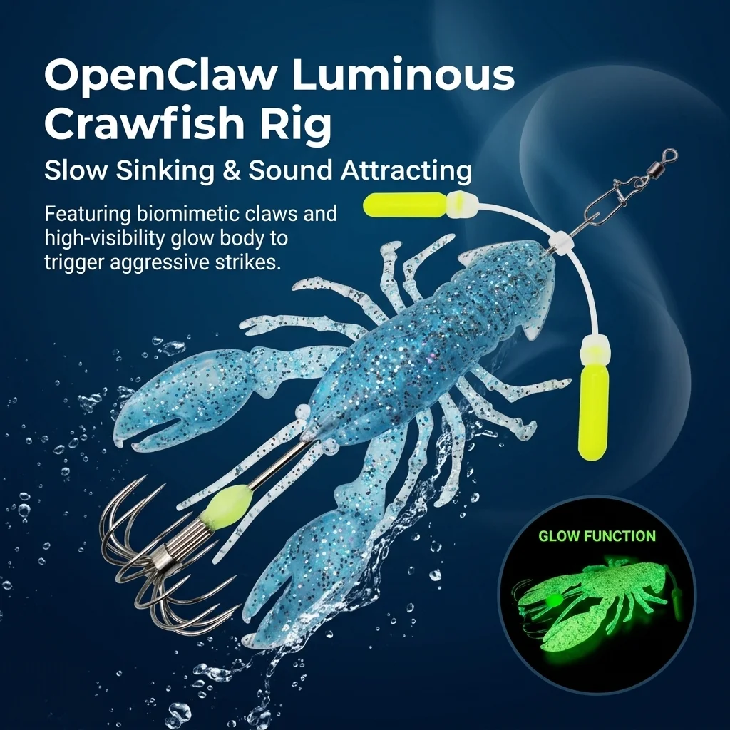 Luminous Crawfish Squid Jig 17g Slow Sinking Soft PVC Fishing Lure Hook Artificial Bait For Saltwater Octopus Cuttlefish Fishing