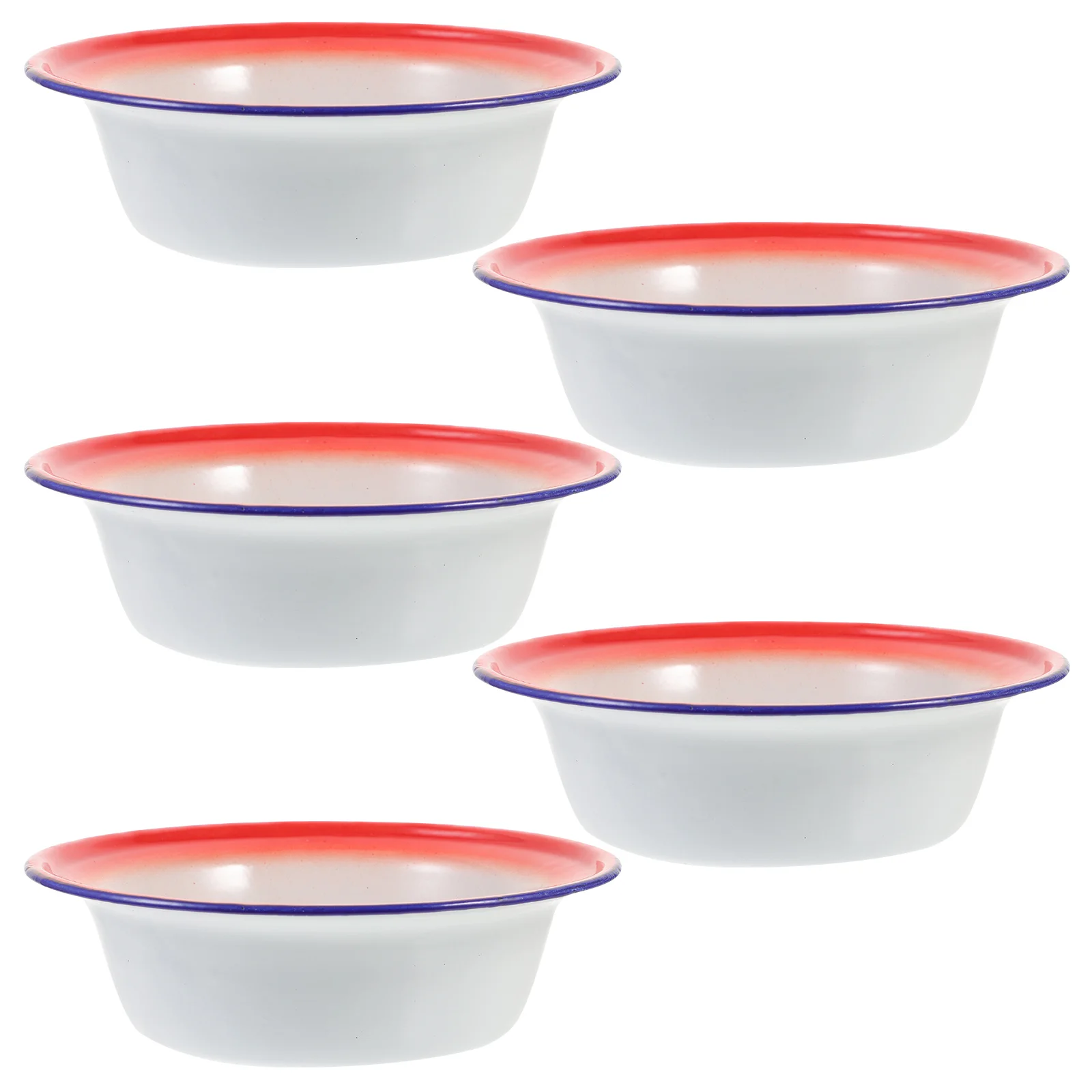 5 Pcs Fettuccine Pasta Enamel Bowl Food Storage For Kitchen Instant Noodle Vintage Household Basin