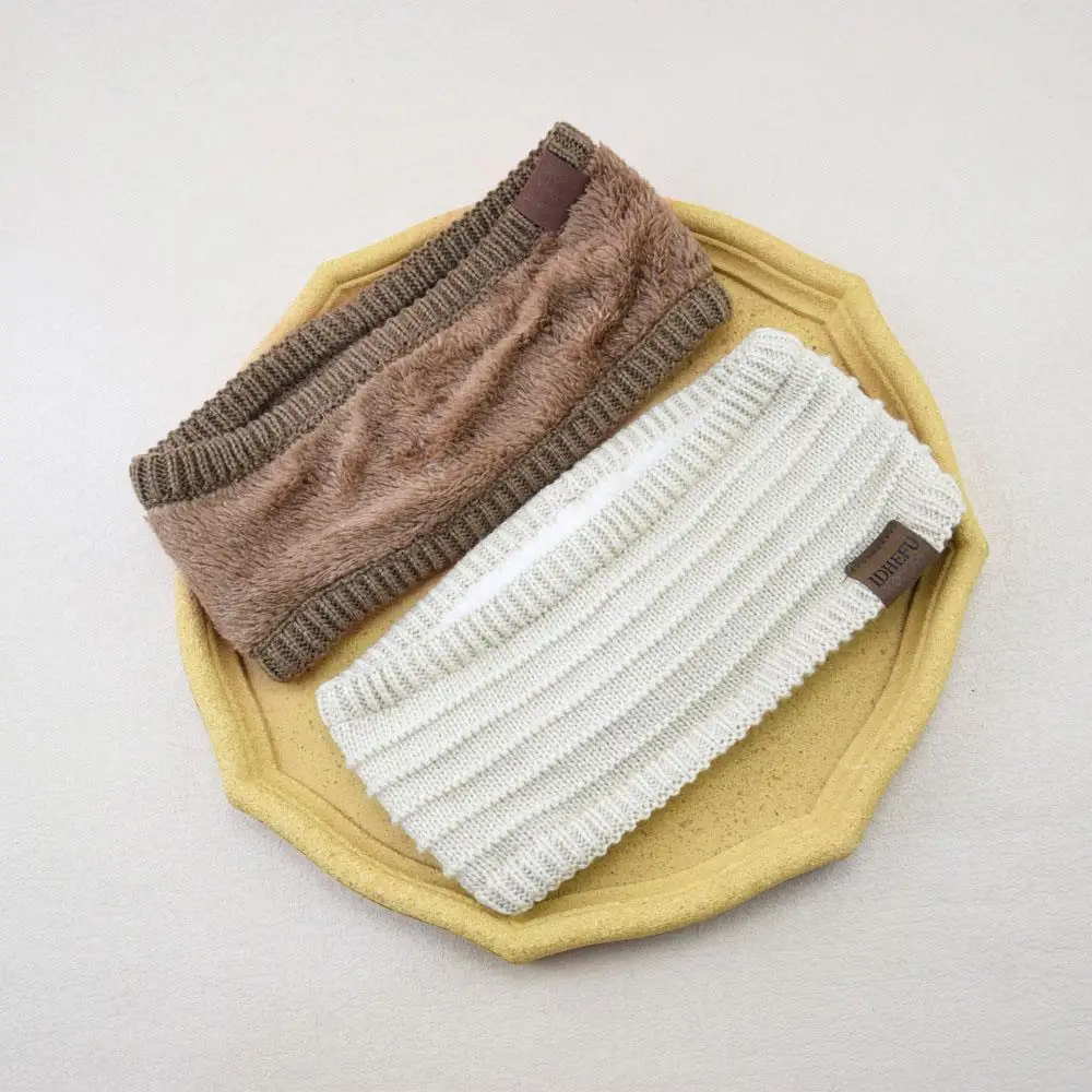 

Thicken Knitted Woolen Wide Headband Solid Color Warm Headwrap Fleece Lined Winter Knit Hairband Cold-proof Windproof Hair Bands
