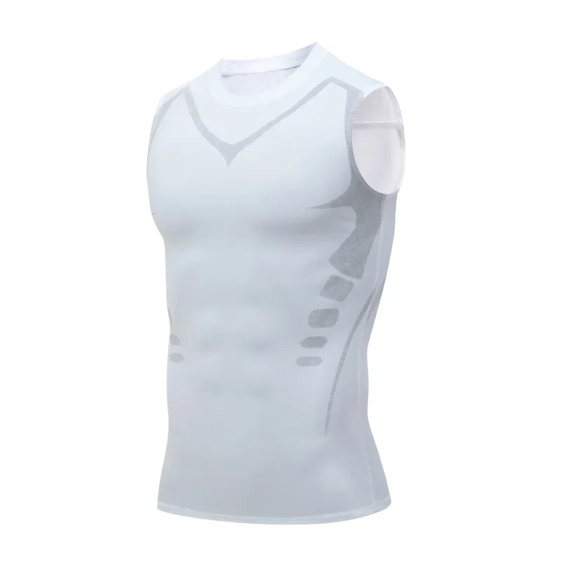 1 piece Men Sports Compression Vest, Basketball Gym Tight Undershirt, American Training Base Layer Quick-Dry Elastic Wide-Should