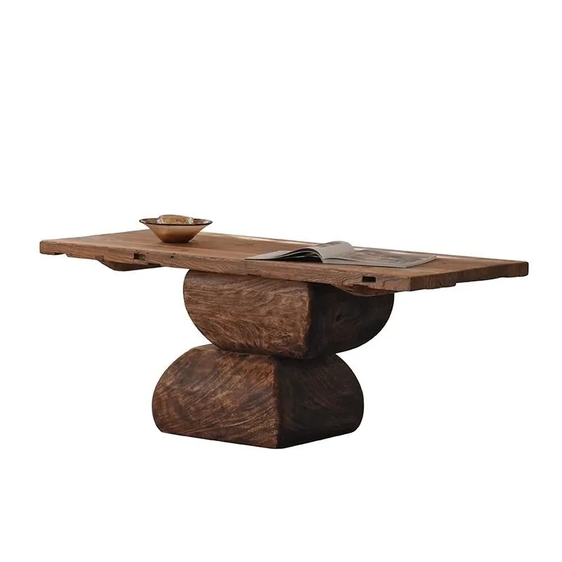 

Panel wood homestay zen, coffee table wabi-sabi coffee table, cobblestone designer, solid wood table, creative tea table