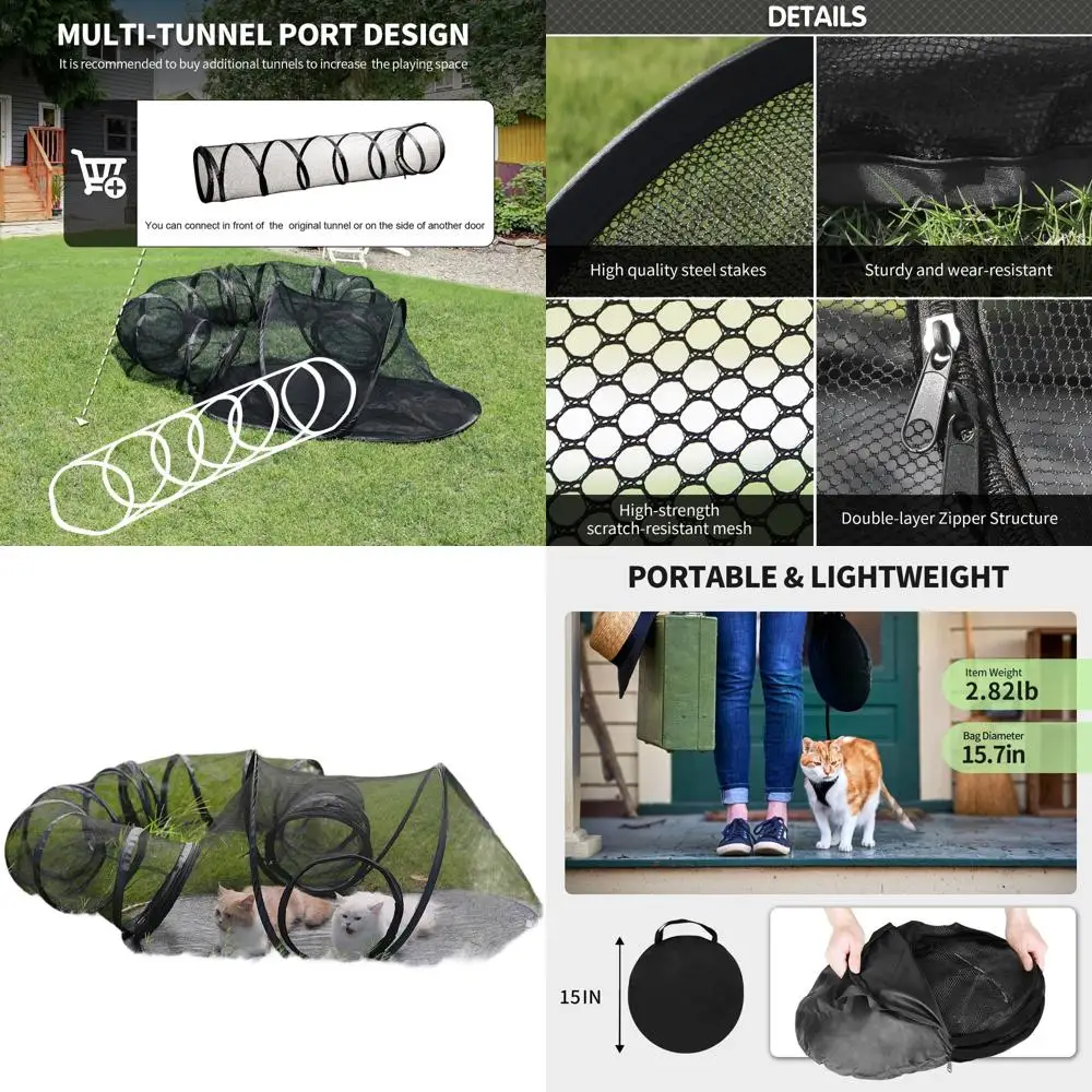 

Портативный уличный вольер для кошек, манеж-когтеточка с туннелем и сумкой для хранения