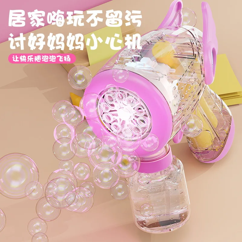 Kinder Neue Transparente Bubble Gun Mit Flügeln Multi-loch Automatische Blase Blasen Mit Lichter Handheld Elektrische Blase Maschine Spielzeug
