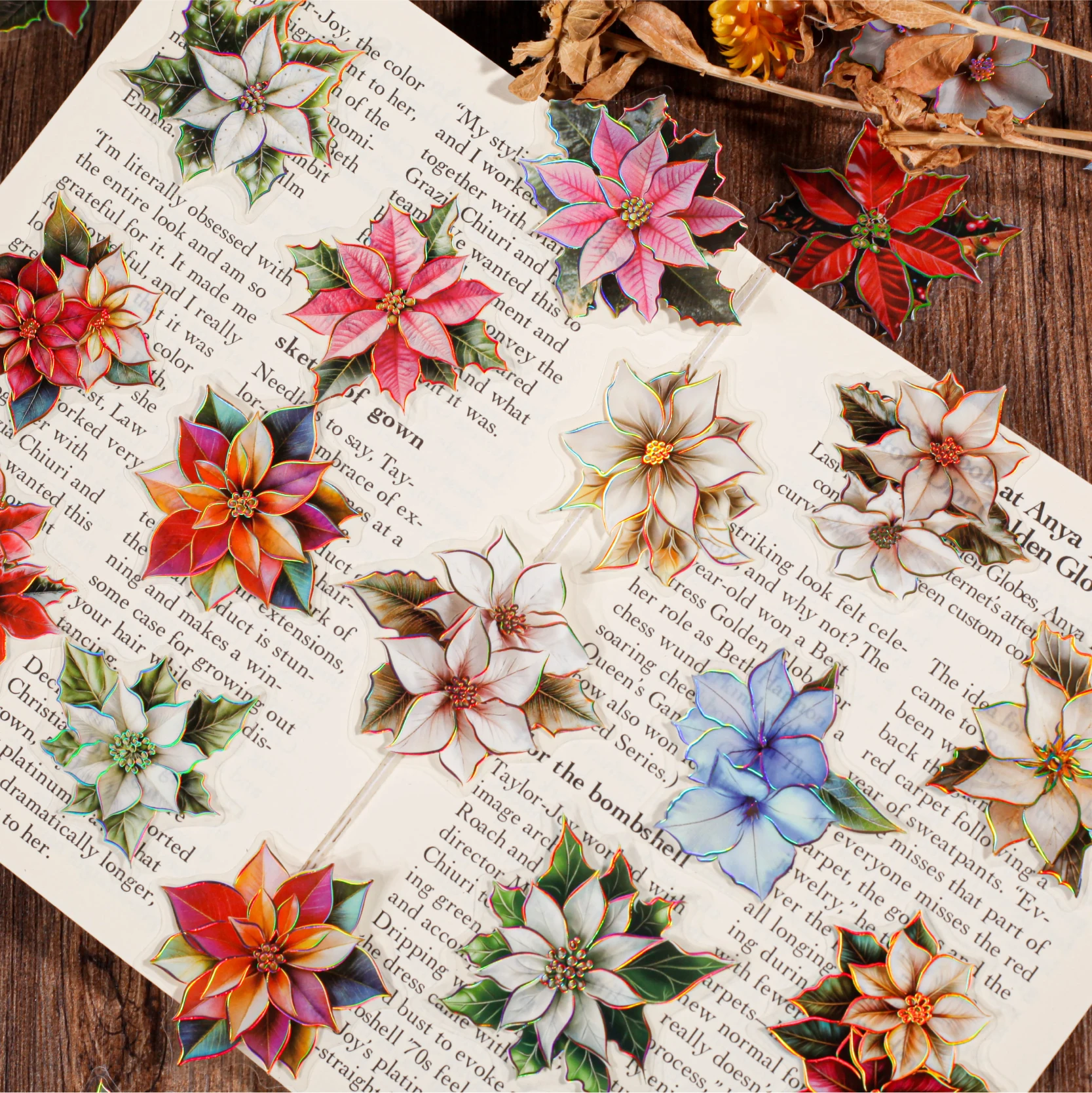 

20/120 Sheets PET Material Flowers Stickers for Scrapbooking Junk Journal Creative Decor Aesthetic Stationery Supplies