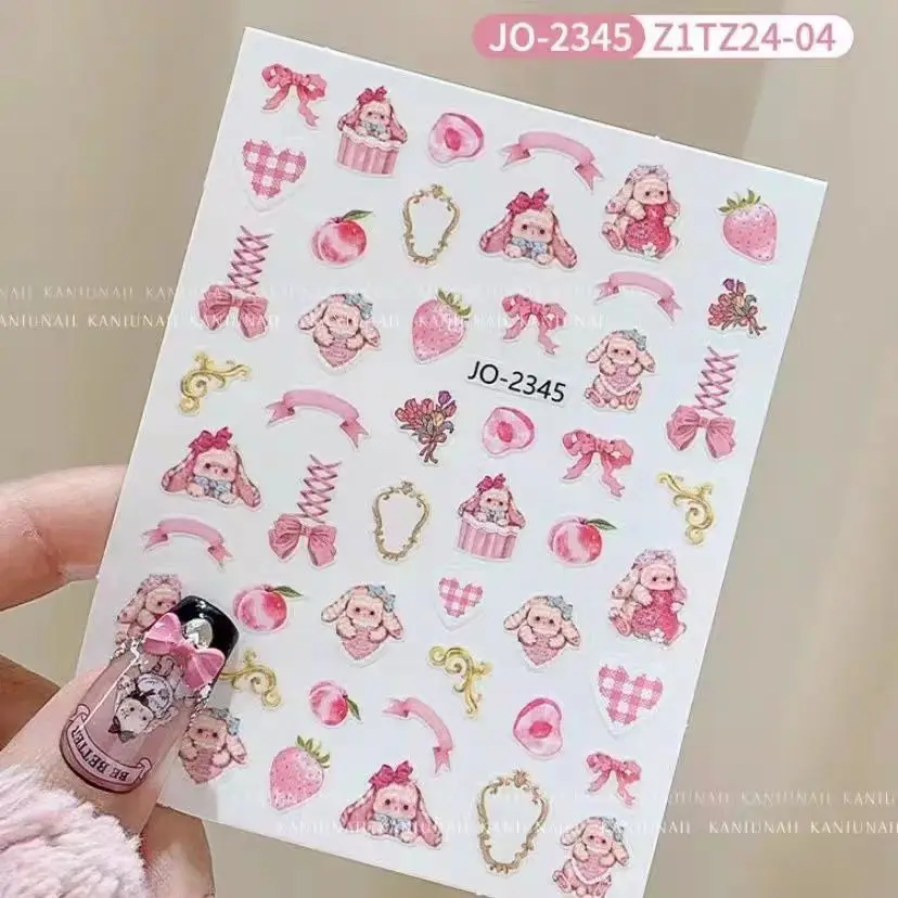 1 Vel Internet Celebrity Lolita Bunny Nail Stickers Bunny Schattige Cartoon Sticker Nail Art Accessoires Waterdichte Decoratie