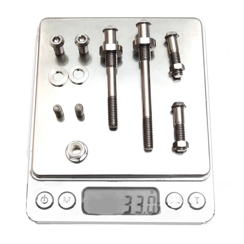 Titanium Alloy Full Set Bolts for Brompton Folding Bike, Caliper Clip, Brake Pad Bolts, Screw Nuts, 46g-Set, Brompton Part, 2018