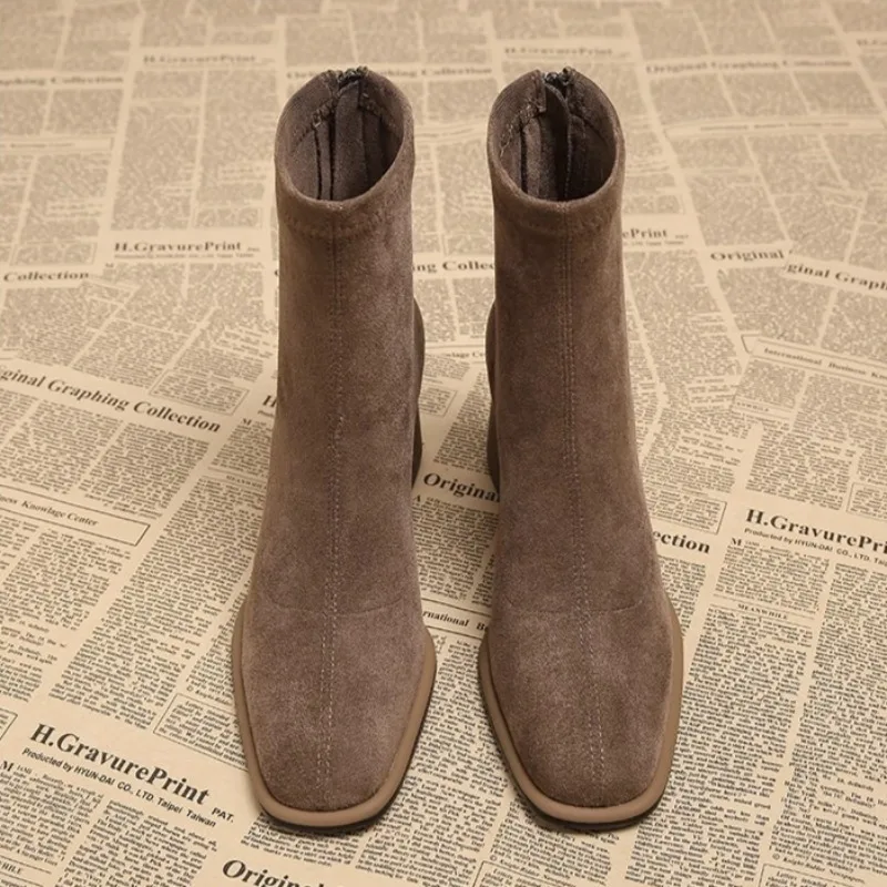 New Women Trend Fashion Ankle Boots Comfortable Elegant Short Boots Anti-slip Retro Zipper Designer Shoes Women Zapatos De Mujer