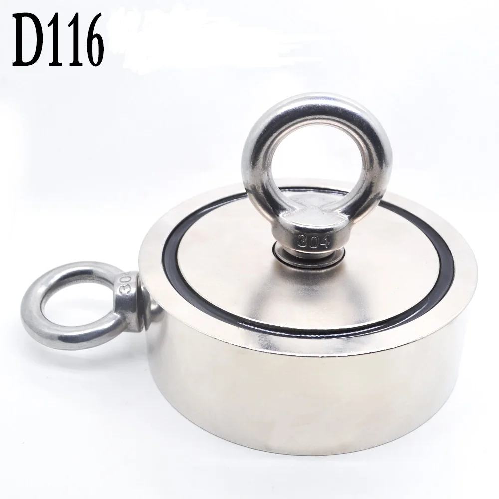 Fishing Magnet Double Side Strong Neodymium Search Magnets Salvage Magnetic Sea Fishing Holder Pulling Mounting Pot with Ring