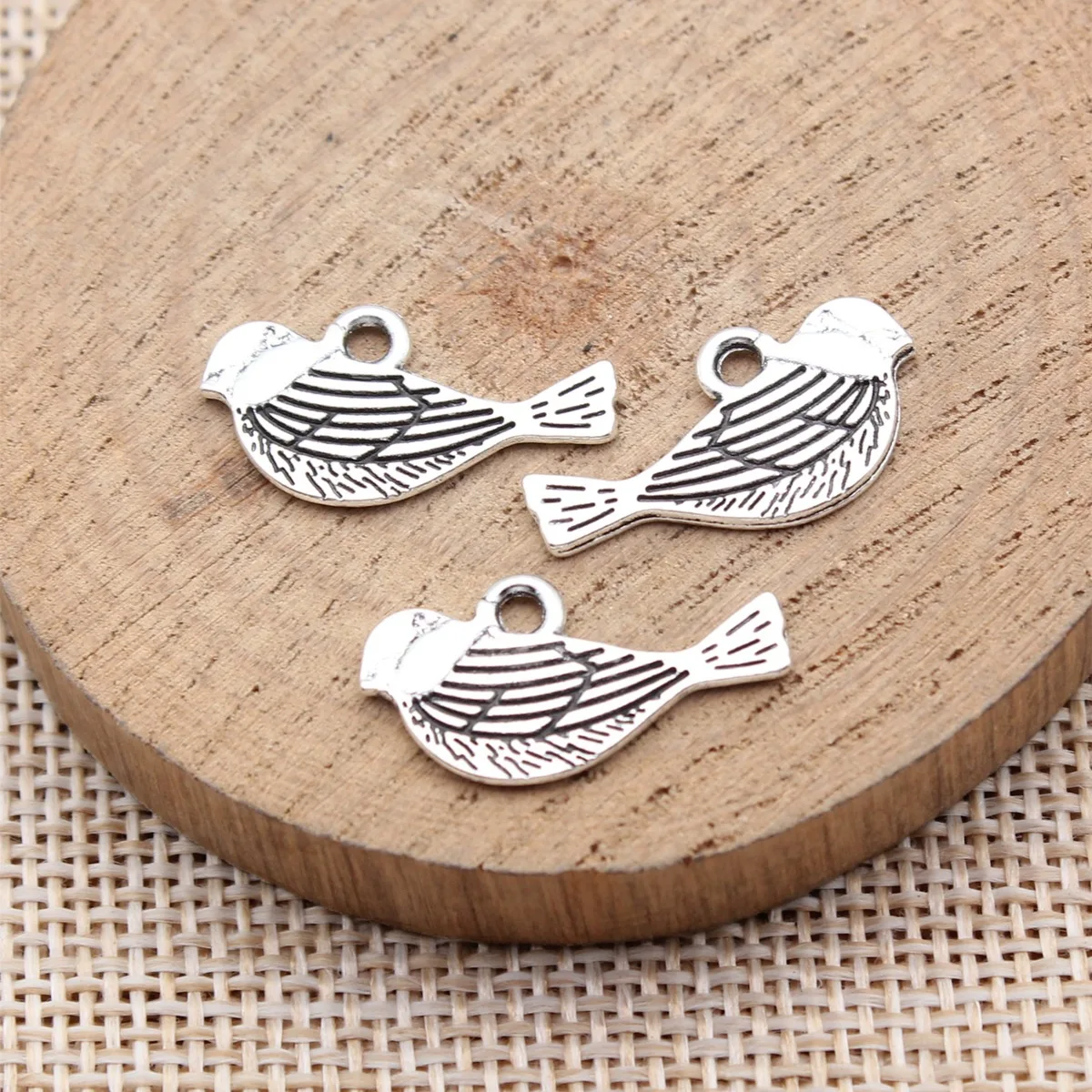 20pcs 21x11mm Antique Silver Color Double-Sided Bird Charms Pendant Alloy Jewelry Findings Wholesale
