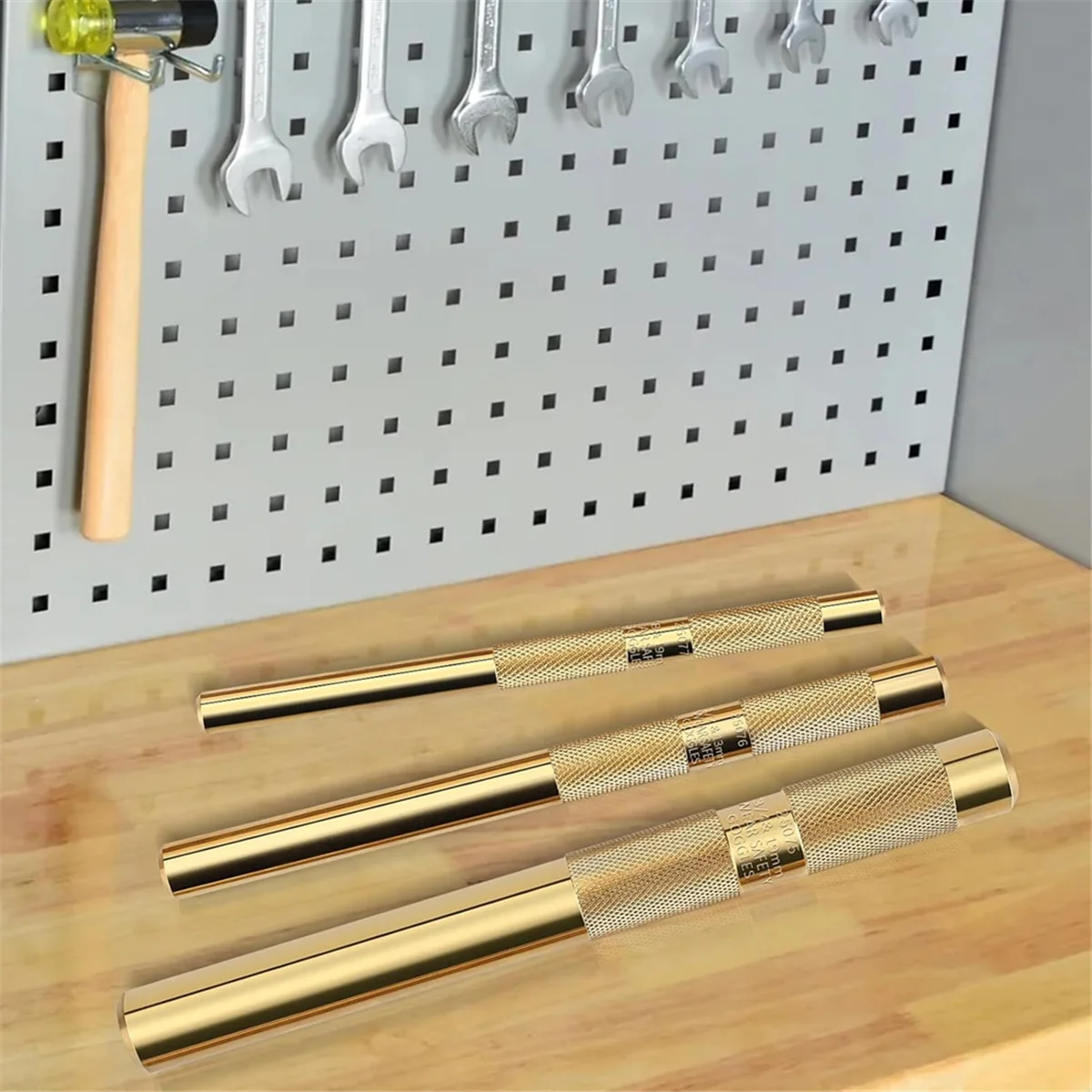 L33A_3Pcs 61360 Knurled Brass Drift Punch Set,Hand Tool Punches Tools 25077 3/4Inch 25076 1/2Inch 25075 3/8Inch Drift Punch view 3