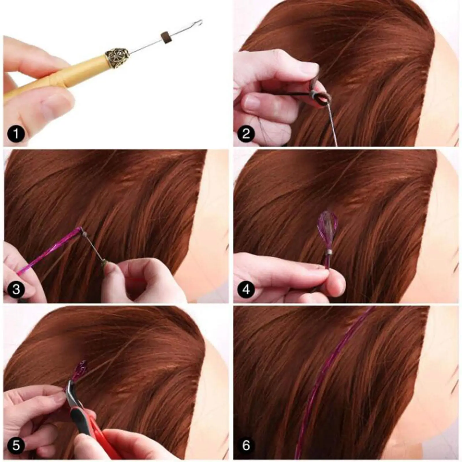 

Hair Extension Tinsel Kit Multi-Color with Tools for Hair Styling Women Men