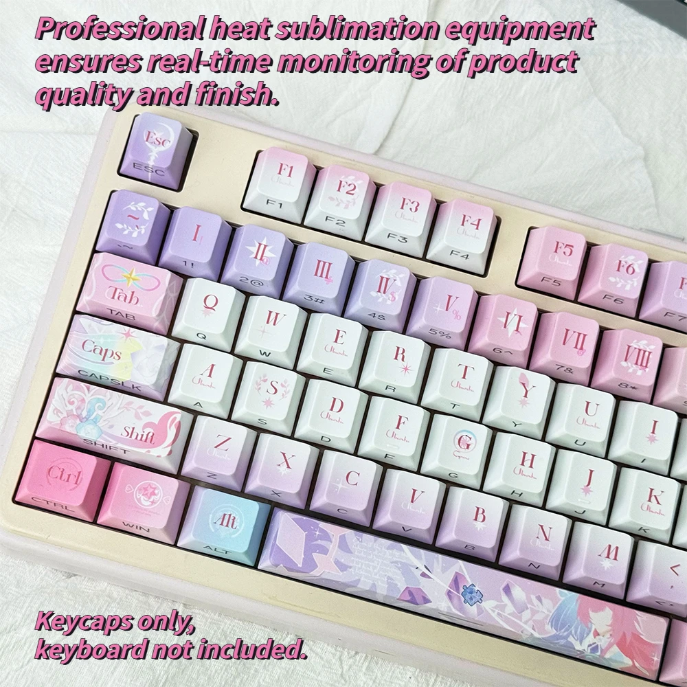 

120 клавиш, тема Yore Ripple, полупрозрачные кейкапы с боковой печатью, профиль CHERRY, PBT с сублимационной печатью, износостойкие, для клавиатур