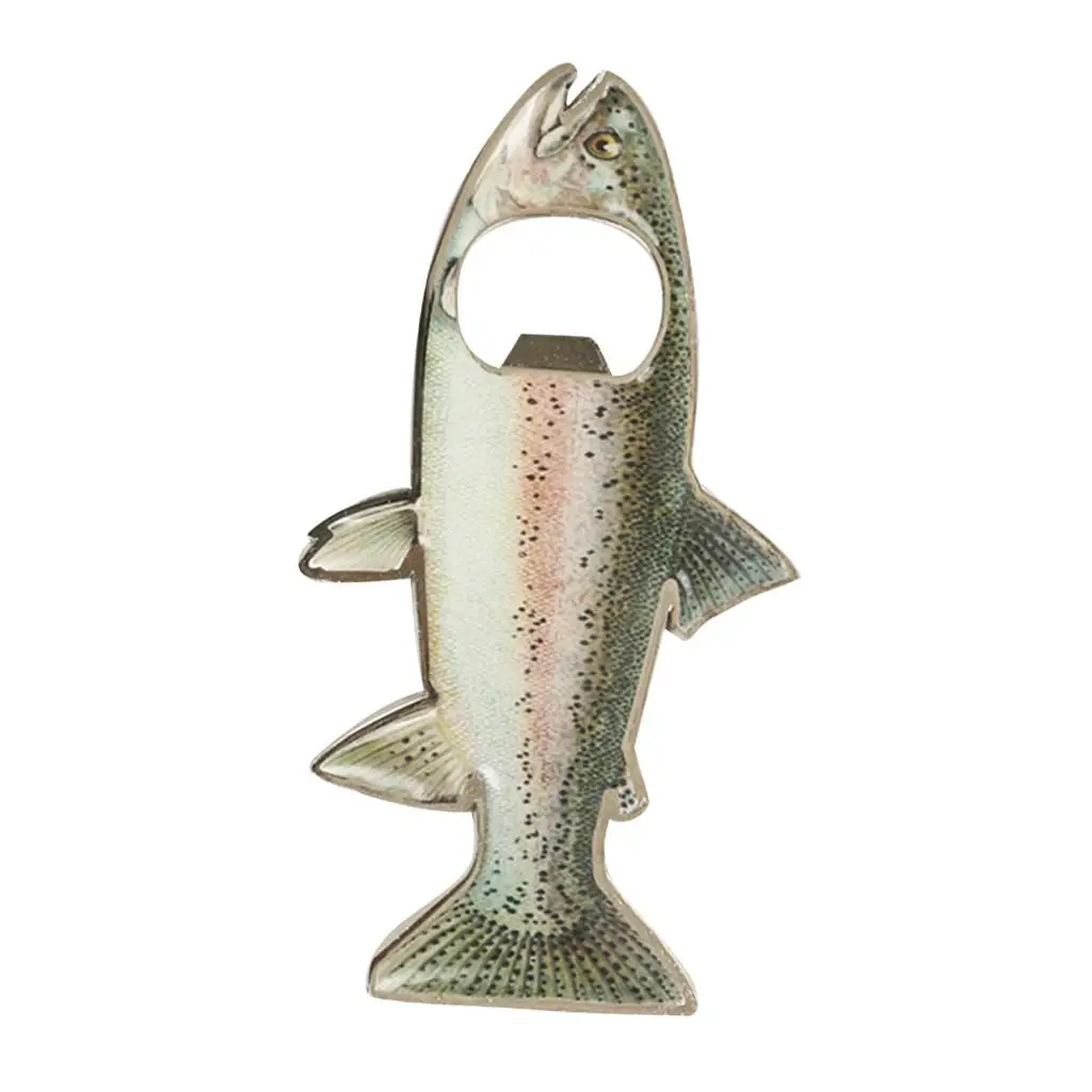 1X Portable Rainbow Stainless Steel Trout Fish Bottle Opener