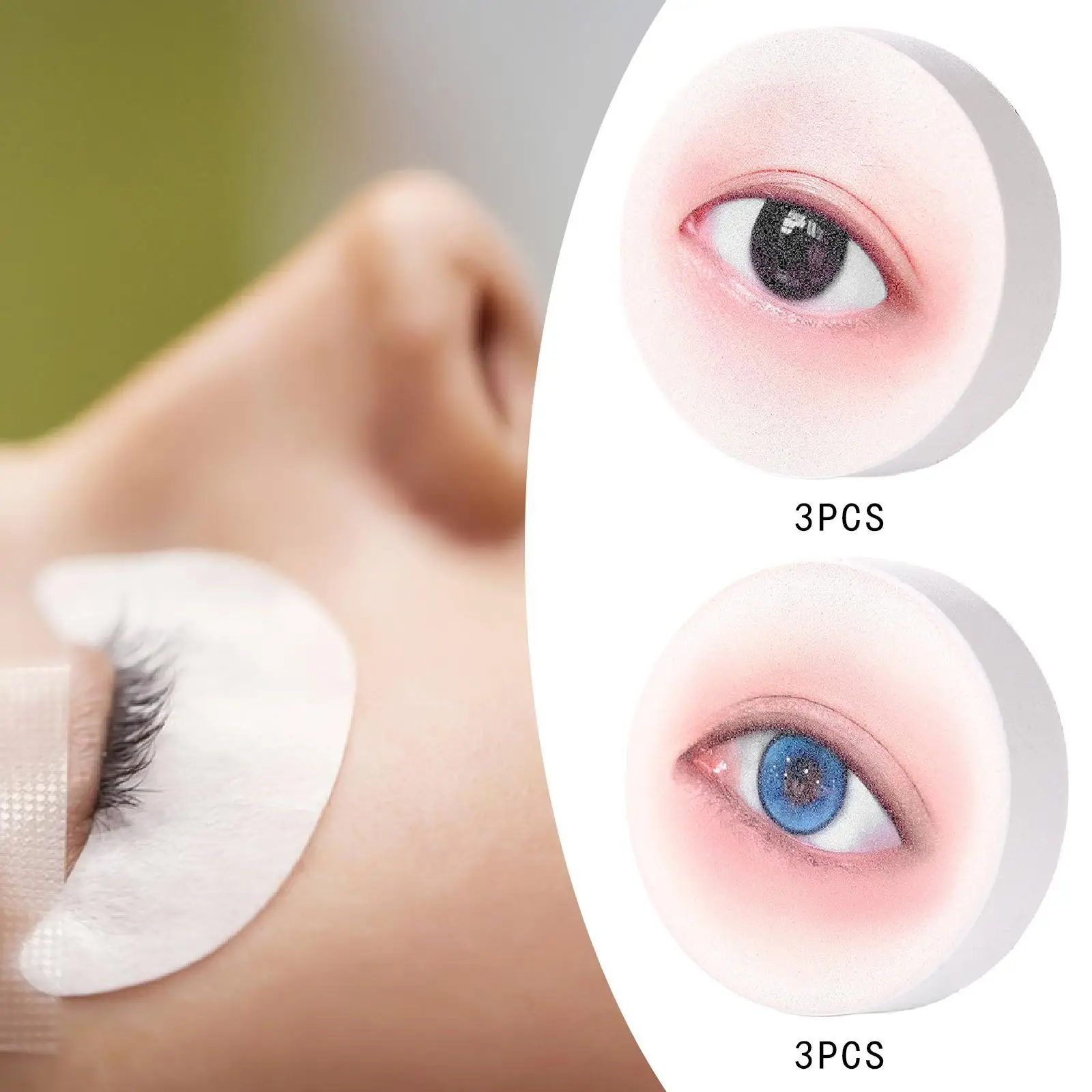 3-delige wimpersponzen voor oefenen, wimpermapping sponsaccessoires oogvormige spons, wimperverlengingsspons voor training