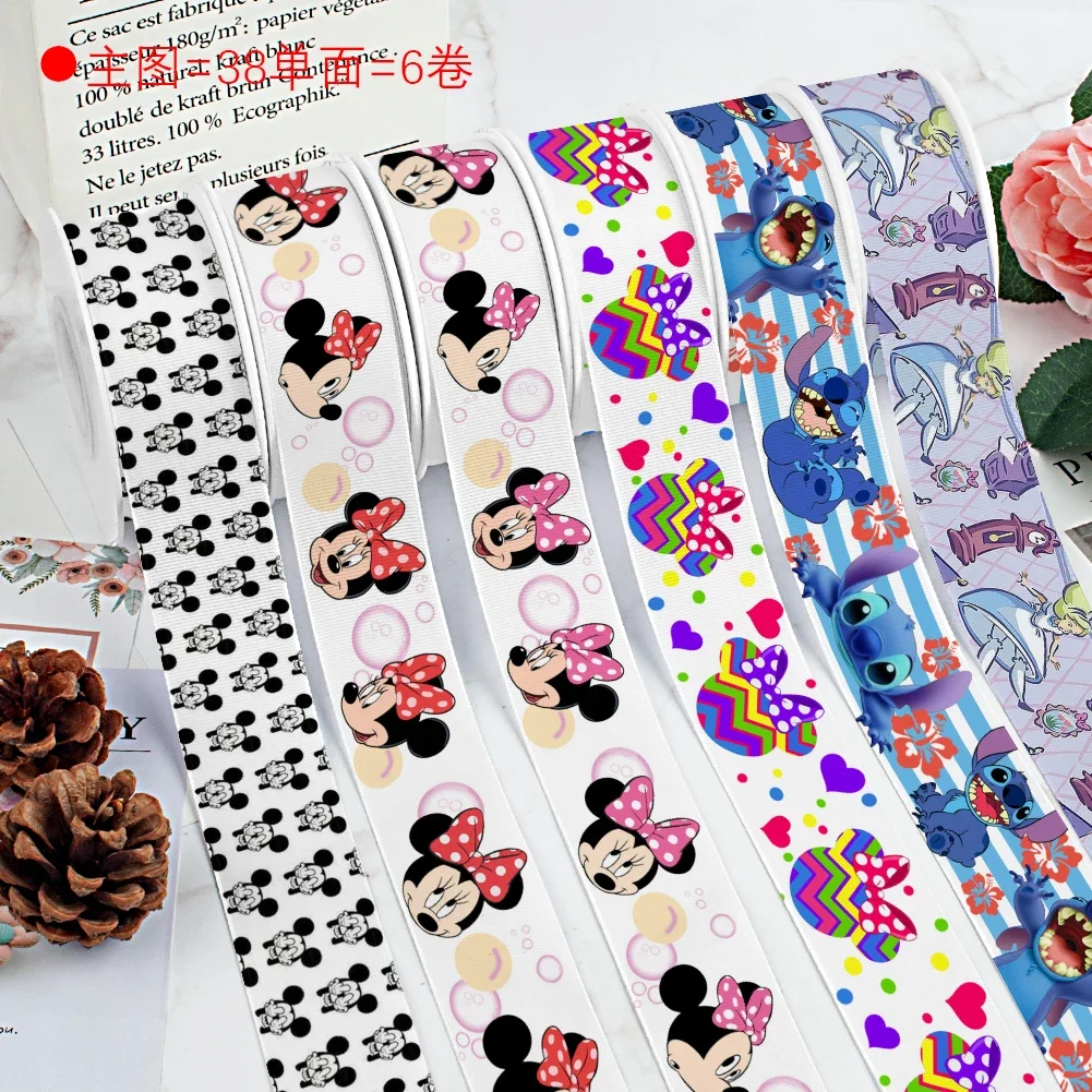 

Disney Mickey Mermaid Sleeping Demon Grosgrain Satin Ribbon Custom For Wrapping DIY Materials Cartoon Ribbons 10 Yards