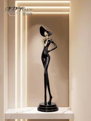80cm Sculpture Modern Art Girl Figure Ornament Luxury Living Room Entrance foyer Large Decoration Statue Gift Customized
