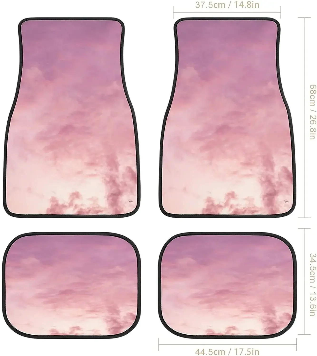 Kawaii Pink Clouds Car Mats Universal Fit Car Floor Mats Fashion Soft Waterproof Car Carpet Front&Rear 4 Pieces Full Set Fit for