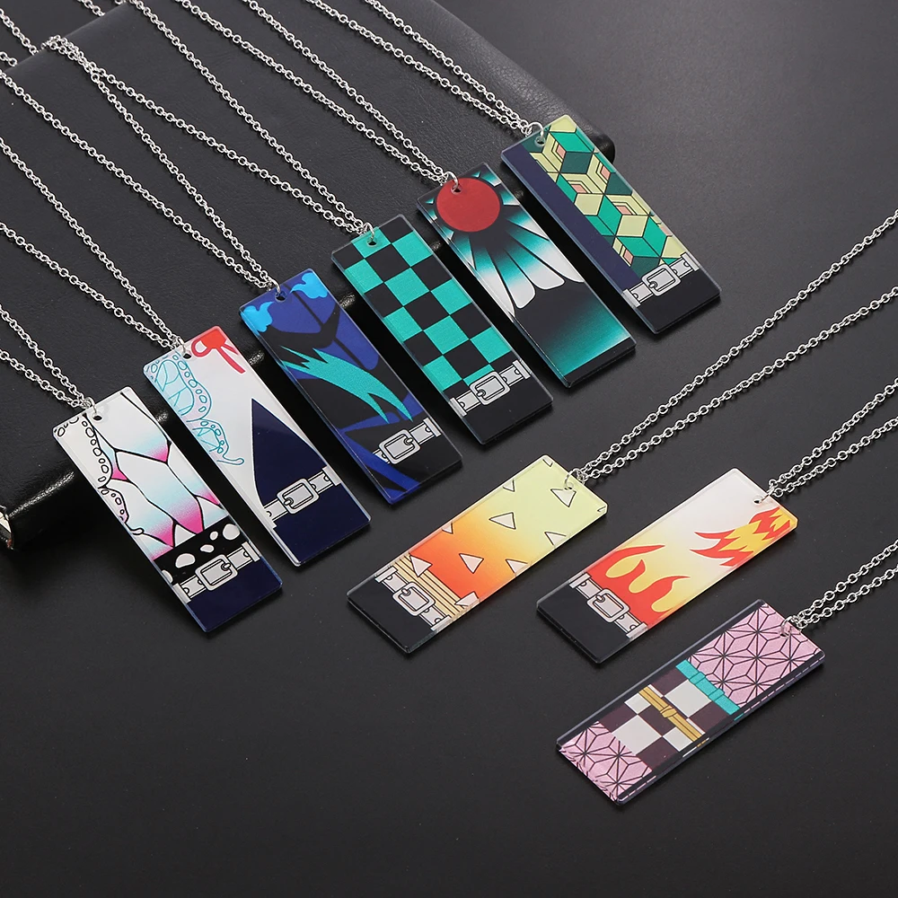 Anime Cartoon Figure Acrylic Pendant Necklace Fashion Charm Tanjiro Accessory Unisex Clothing Jewelry