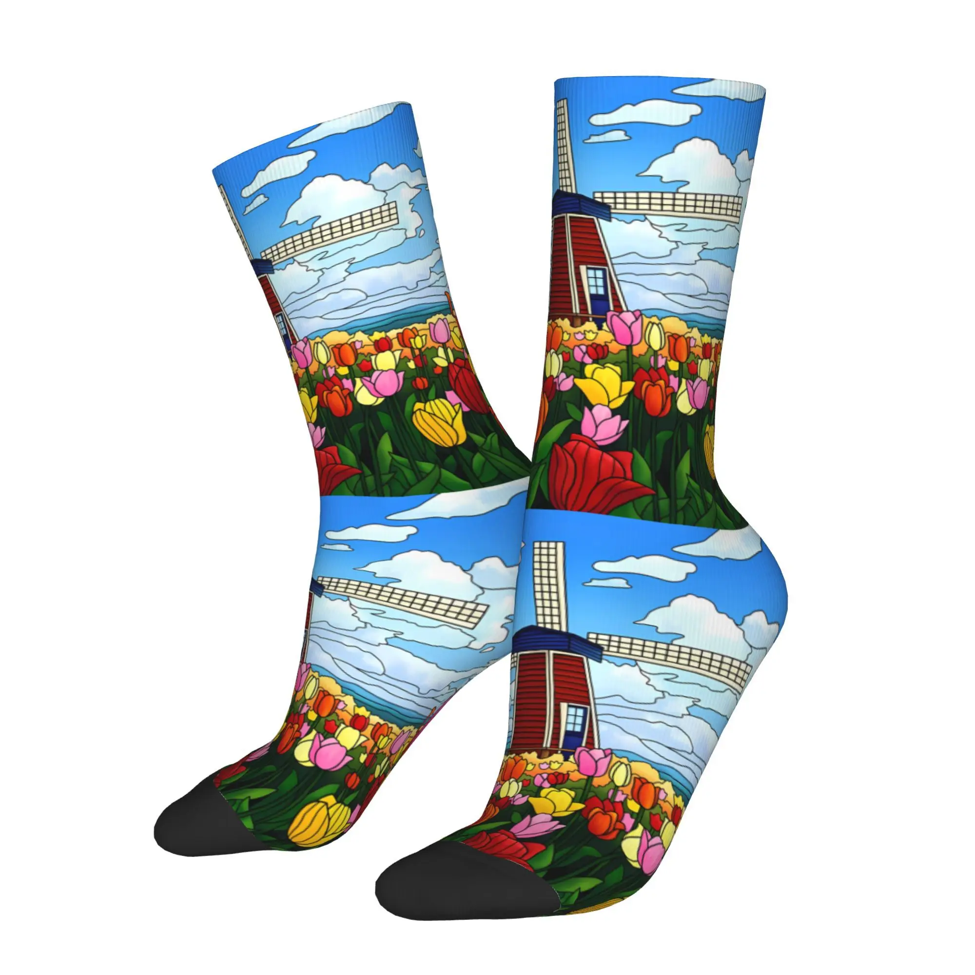 

Мужские носки с принтом ветряной мельницы из полиэстера