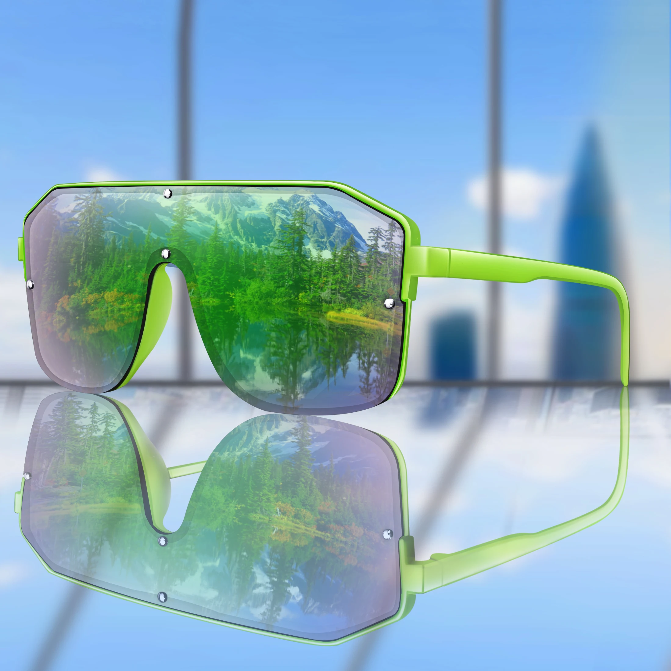 العلامة التجارية الجديدة مربع كبير إطار النظارات الشمسية الرجال النساء نظارات الموضة في الهواء الطلق الرياضة ركوب الدراجات القيادة السفر يندبروف نظارات مهرجان