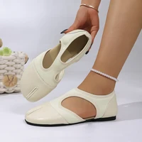 Women Split Toe Flats Comfortable Soft Faux Leather Ballet Shoes Female Cut-out Breathable Slip On Moccasins Retro Casual Shoes - Image 5