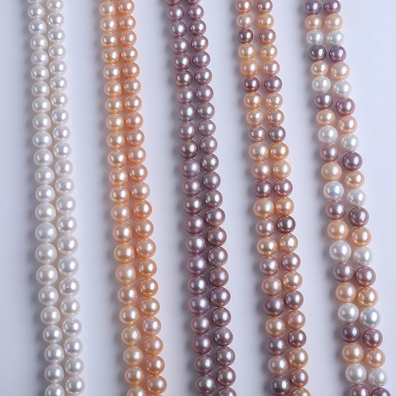 

11-13mm Natural White Pink Purple Mixed Color Round Edison Freshwater Pearl Strands for Jewelry Making
