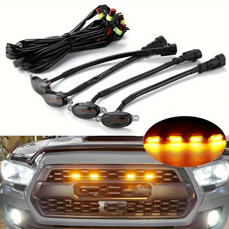TCYATO car grille with a small yellow light, the Raptor grille modification, and the off-road haze small yellow light for p