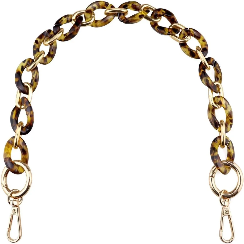 Fashion 14.5inch Acrylic Metal Purse Chain Amber Short Purse Chain Chain Replacement Strap for Party Evening Clutch Bag