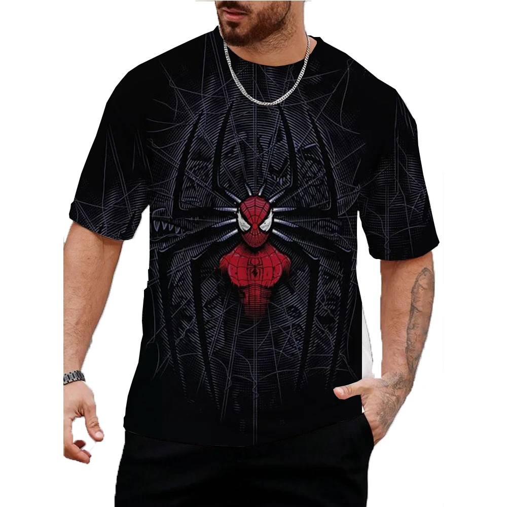 2024 Men\'s Marvel Spider Man print Graphic T-shirts For Men Oversized Short Sleeve Punk Tops Tee Shirt Men Death Clothing Boys ﻿