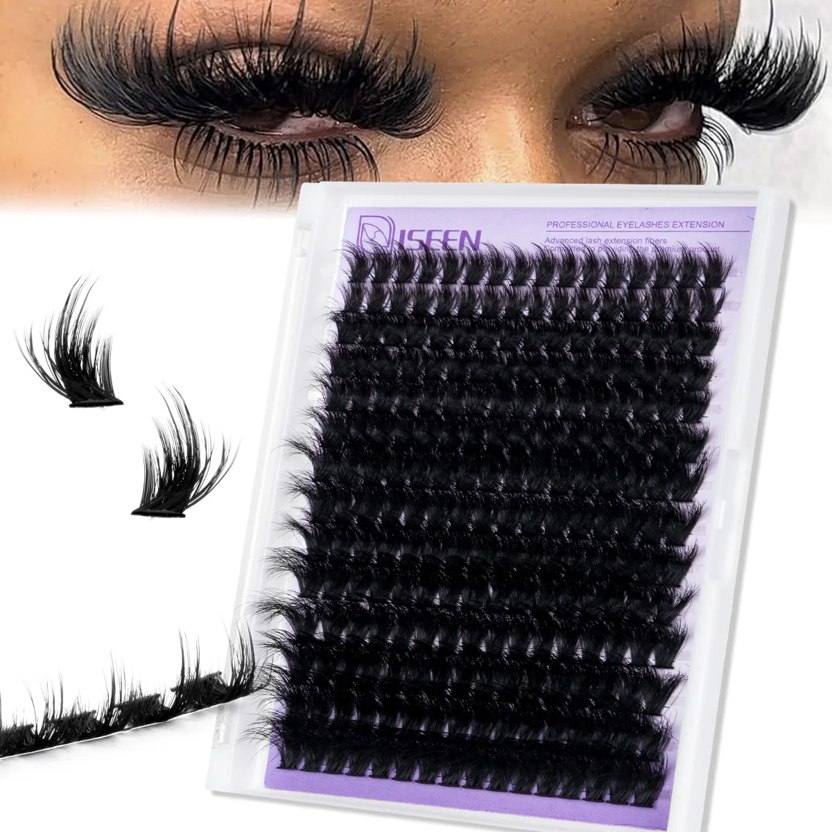 224 Stück Manga-Wimpernbüschel, Spikes, Wispy-Cluster-Wimpernverlängerungen, dicke Wimpernbüschel, wiederverwendbare Faux-Mink-Fairy-Wimpern – Detail 4