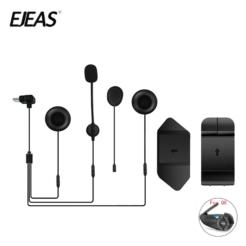 

1Set Type-C Interface Headphone New Mounting Clip Double-Sided Tape Base For EJEAS Q8 Motorcycle Helmet Intercom