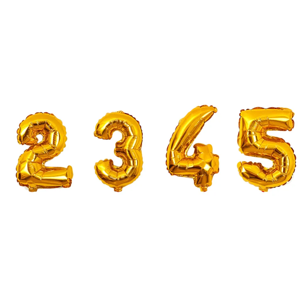 

10pcs 0-9 16 Inch Digital Number Balloons Aluminum Foil Film Balloons Balloons Party Supplies (Golden)