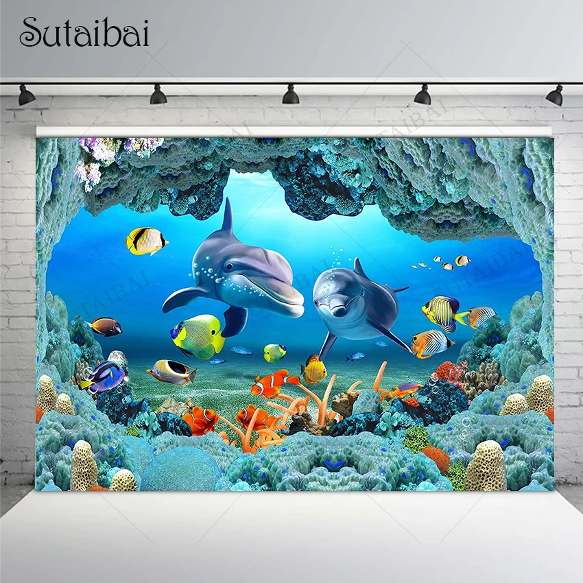 

Seabed Photography Background Animals Celebrate Party Decorate Room Supplies Children Happy Sweet Photocall Personalized Banner