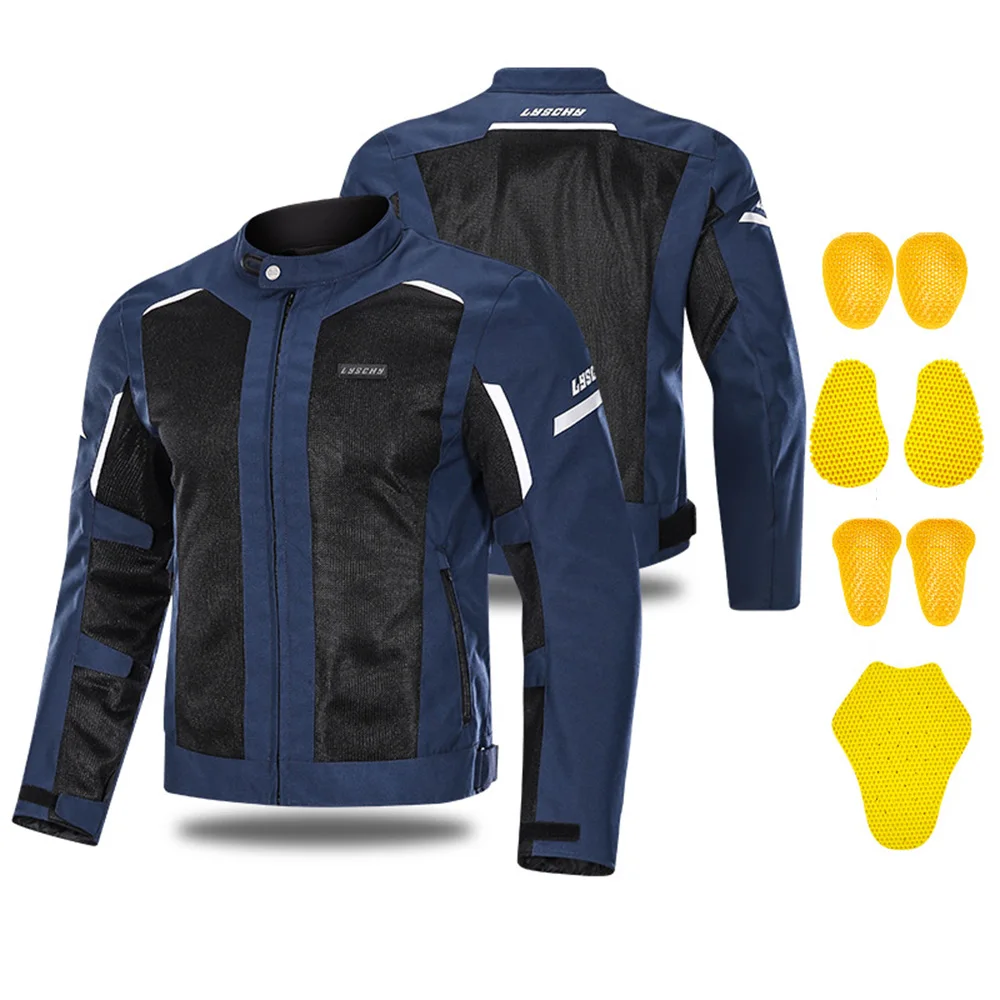 LYSCHY Summer Motorcycle Jacket Breathable Mesh Moto Jacket Protective Gear Motorcycle Jacket Motorbike Clothing 3 Colors